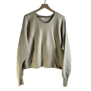 Good American- Boxy Sweater Beige Crew Neck Ribbed-Large (3)